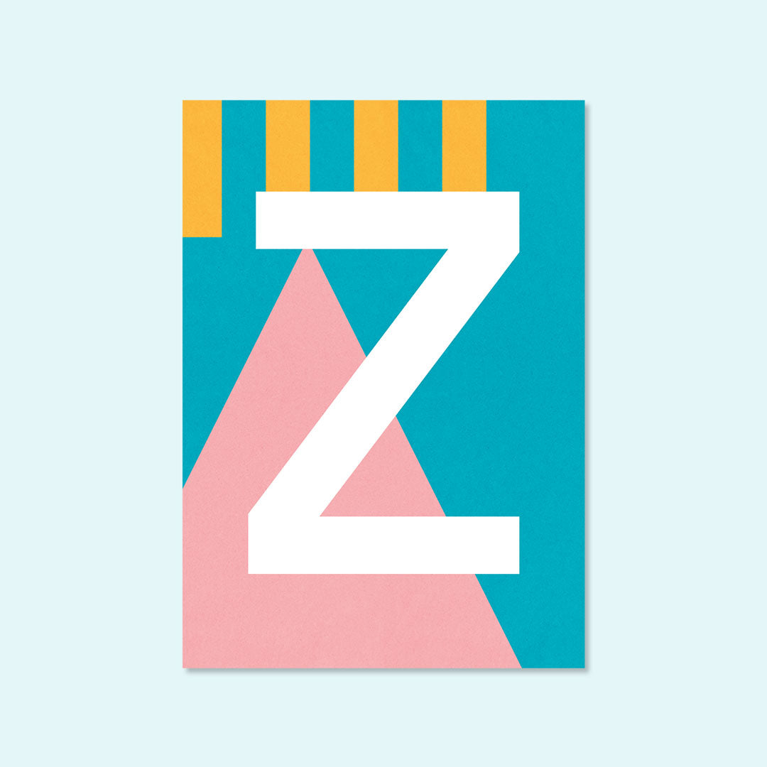 Bunte Buchstaben Postkarte "Z" von Kleine Prints