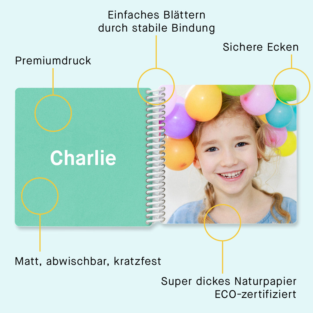 Fotobuch für Kleinkinder – stabile Pappseiten, abwischbar – Kleine Prints