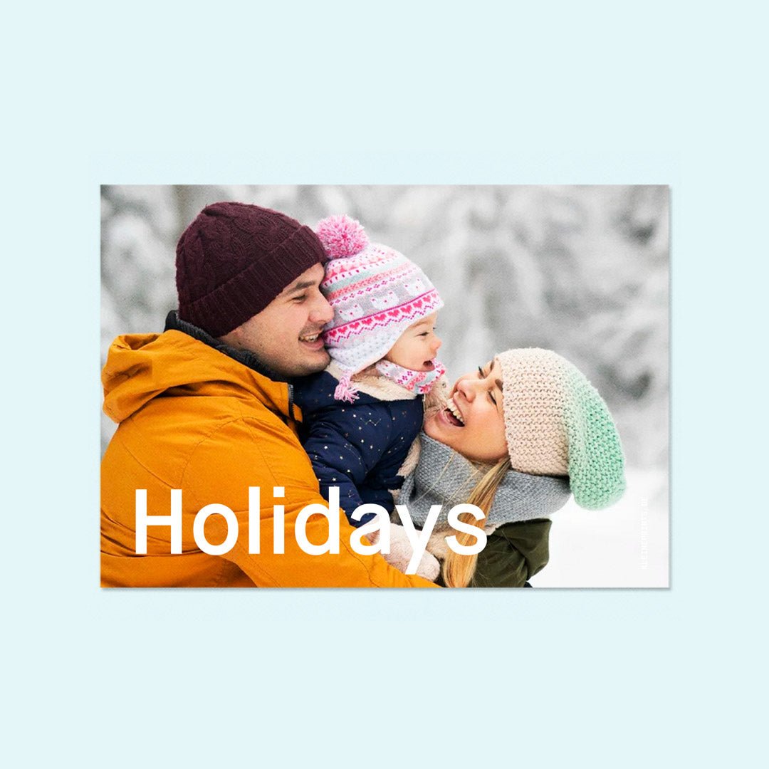 Moderne Weihnachtskarte mit Fotos "Happy Holidays" — Kleine Prints