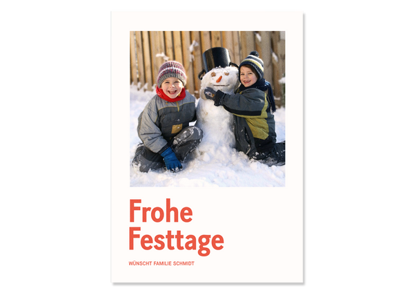 Moderne Weihnachtskarte mit Fotos "Frohe Festtage" — Kleine Prints