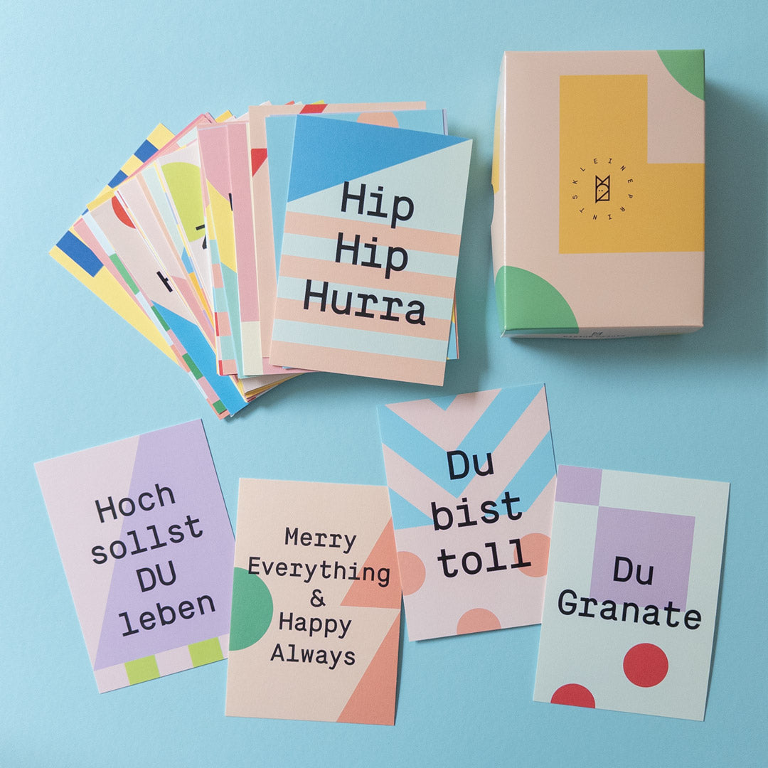 50 Grußkarten für alle Fälle: Buntes Design Kartenset von Kleine Prints