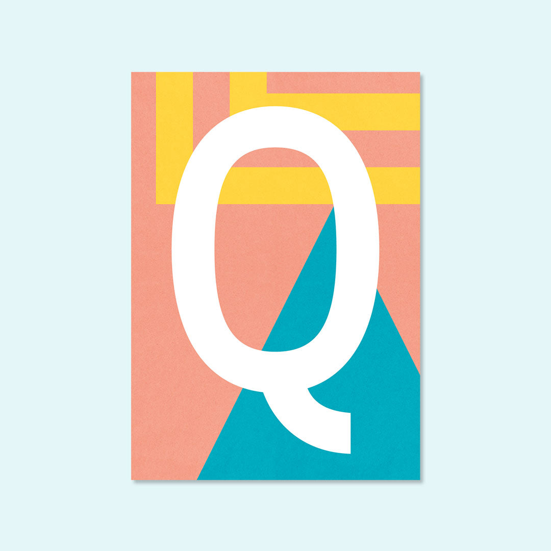 Buchstaben Postkarte Q
