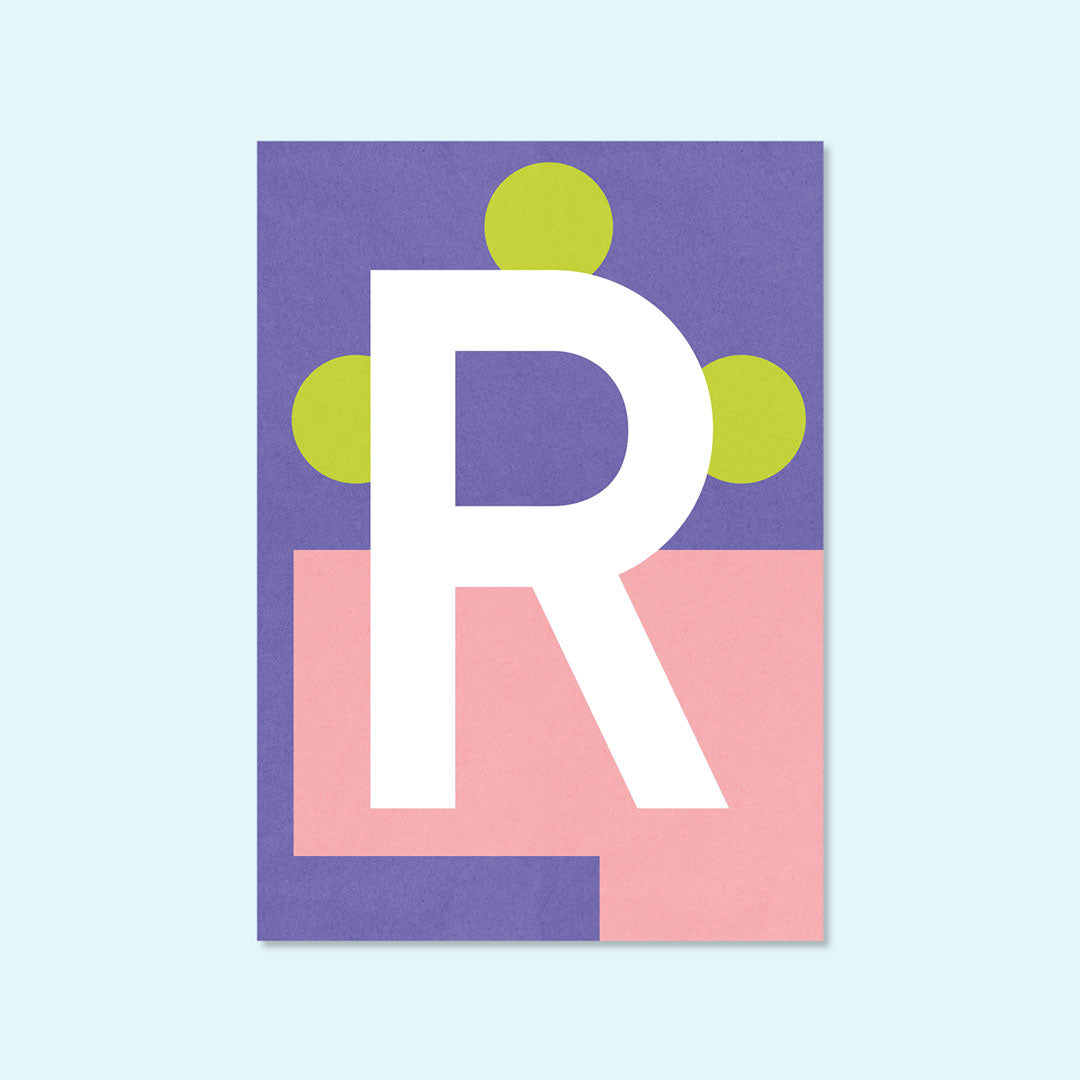 Bunte Buchstaben Postkarte "R" von Kleine Prints