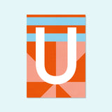 Bunte Buchstaben Postkarte "U" von Kleine Prints