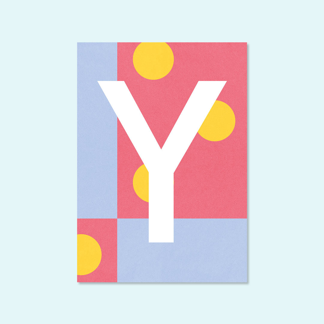 Bunte Buchstaben Postkarte "Y" von Kleine Prints