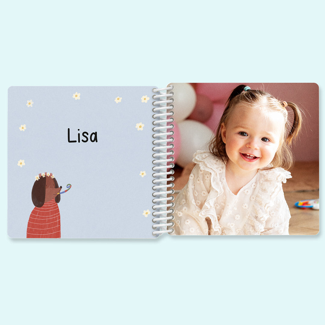 Süßes Fotobuch für Kinder mit Party-Tieren und Geburtstagsdesign — Kleine Prints