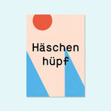 Bunte Oster Grußkarte "Häschen hüpf" — Kleine Prints