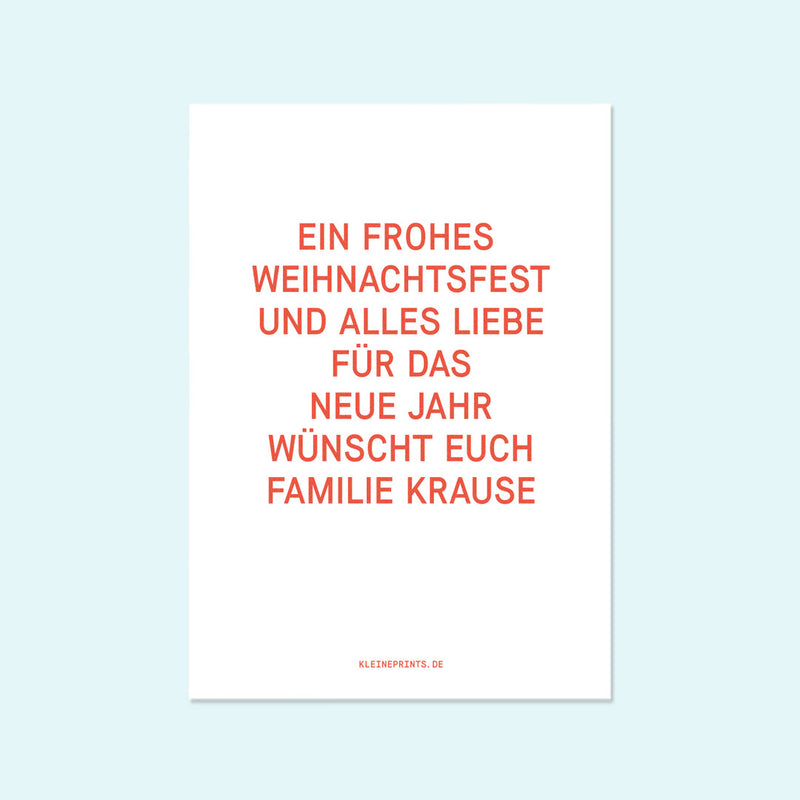 Schlichte Weihnachtskarte mit Foto "Frohes Fest" — Kleine Prints