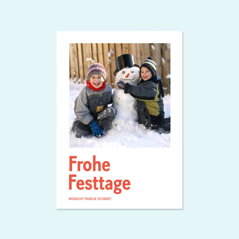 Moderne Weihnachtskarte mit Fotos "Frohe Festtage" — Kleine Prints