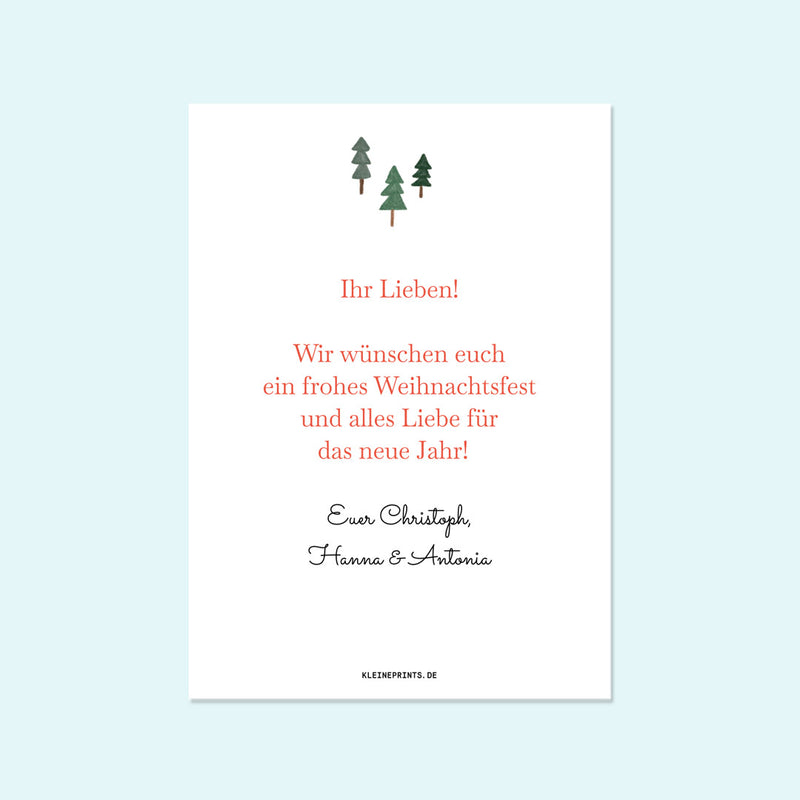 Personalisierte Weihnachtskarte mit Foto "Lichterkette" Gretas Schwester — Kleine Prints