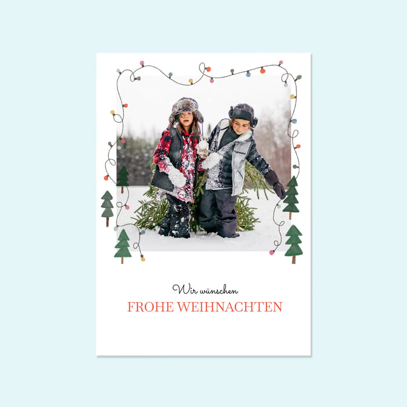 Personalisierte Weihnachtskarte mit Foto "Lichterkette" Gretas Schwester — Kleine Prints