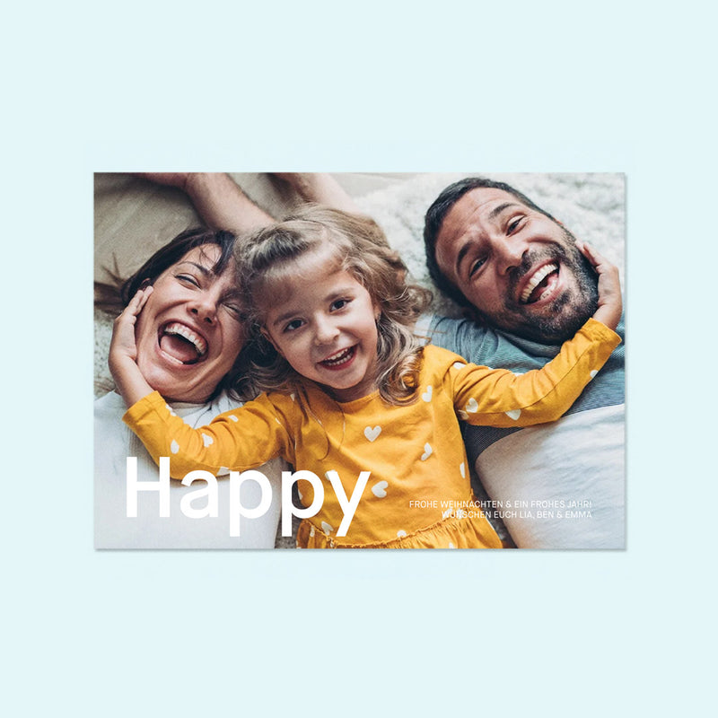 Moderne Weihnachtskarte mit Fotos "Happy Holidays" — Kleine Prints