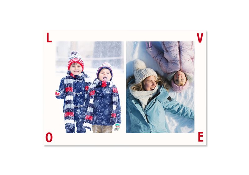 Moderne Weihnachtskarte mit Fotos "LOVE" — Kleine Prints